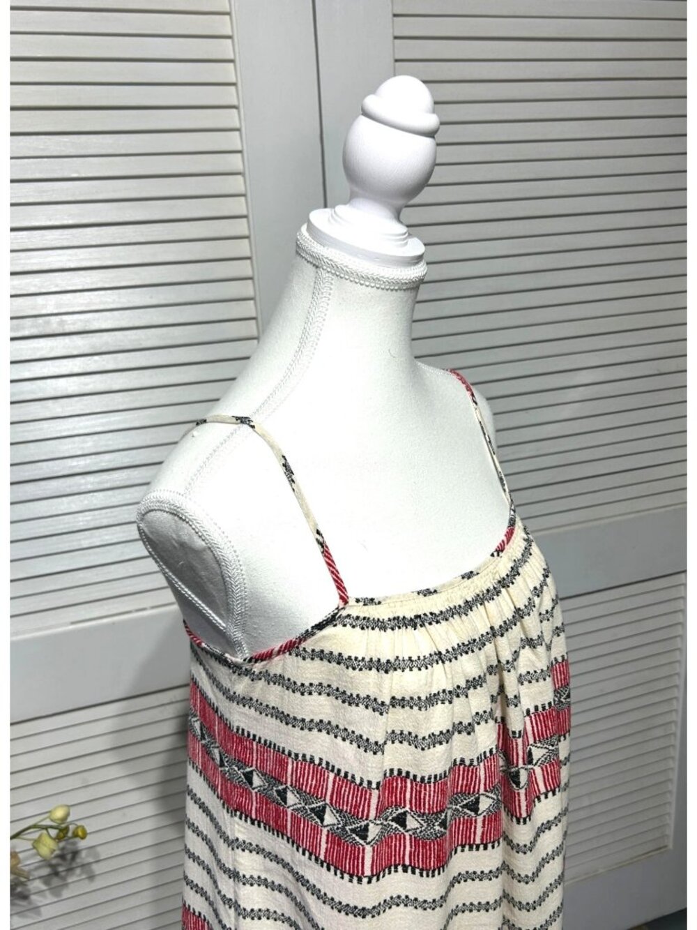 Madewell Women's Red White Sicily Cotton Tribal Print Maxi Dress Size M 3577 - Picture 4 of 13